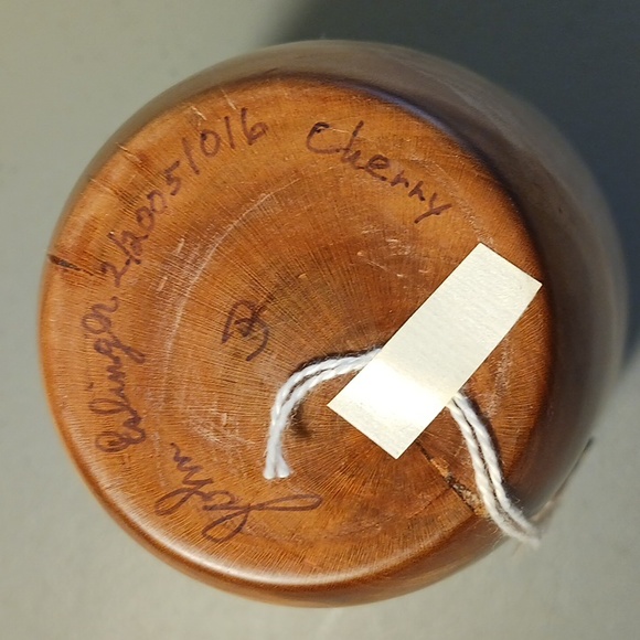 Cherry Wood Vase Hand Carved One-of-a-kind #eshopchicago Wooden Turned Art - Picture 6 of 7